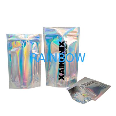 Customized Hologram Mylar Bags Resealable Smell Proof Holographic Plastic Zipper Bags