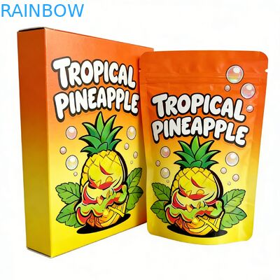 Προσαρμοσμένη 3.5 Mylar τσάντα έρχεται με κουτί οθόνης για λουλούδια γλυκά μπισκότα τσίχλα συσκευασία ανθεκτική στα παιδιά 3.5g 7g 14g πεθαίνει κόψιμο Mylar τσάντα