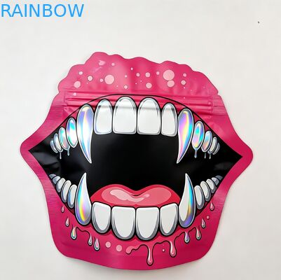 Μαλακές σακούλες ολογραφικού Mylar με φερμουάρ για καραμέλες, βότανα, αποξηραμένα λουλούδια, ζελεδάκια, μπισκότα, ζάχαρη, συσκευασία ασφαλείας για παιδιά